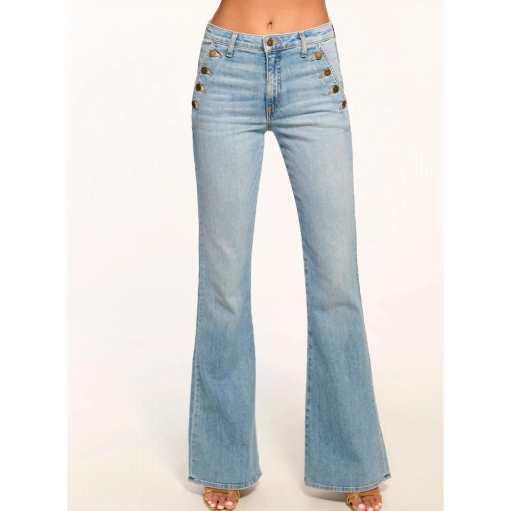 NEW RAMY BROOK high-rise flare jeans in light wash